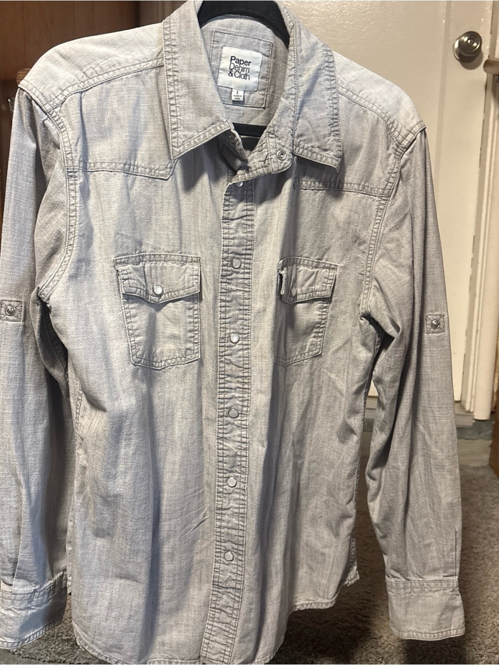 Paper Denim & Cloth Light Gray Denim Shirt Jacket